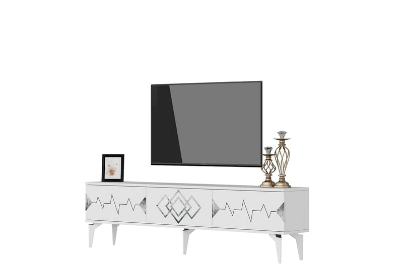 Tv-bänk Ritim 180 cm - Vit/Silver - Möbler - TV- & Mediamöbler - TV bänk & mediabänk