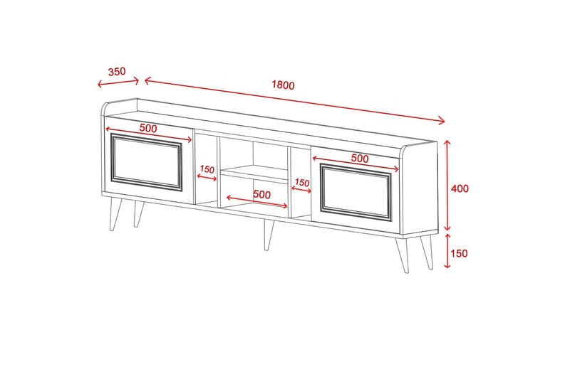 Tv-bänk Rudy 180x35 cm Vit/Guld - Hanah Home - Möbler - TV- & Mediamöbler - TV bänk & mediabänk