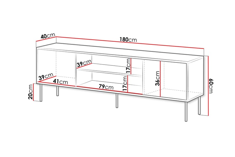 Tv-bänk Soublet 180 cm - Svart - Möbler - TV- & Mediamöbler - TV bänk & mediabänk