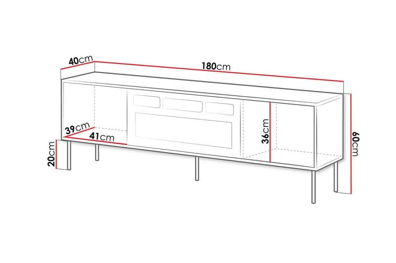 Tv-bänk Soublet 180 cm - Svart - Möbler - TV- & Mediamöbler - TV bänk & mediabänk