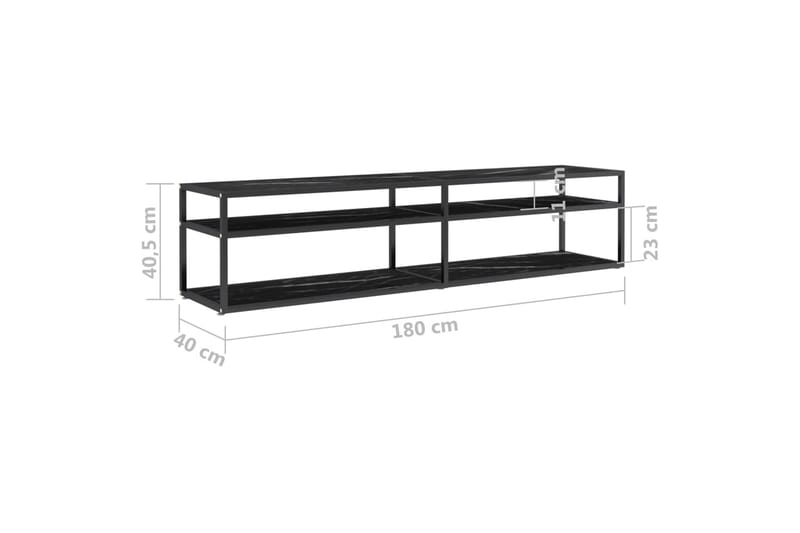 TV-bänk svart marmor 180x40x40,5 cm härdat glas - Svart - Möbler - TV- & Mediamöbler - TV bänk & mediabänk