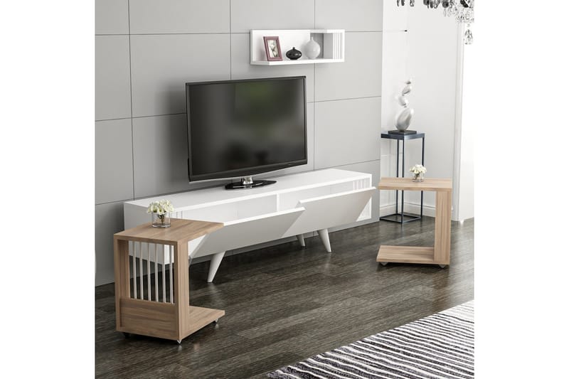 Tv-bänk Trovska 30 cm - Valnöt/Vit - Möbler - TV- & Mediamöbler - TV bänk & mediabänk