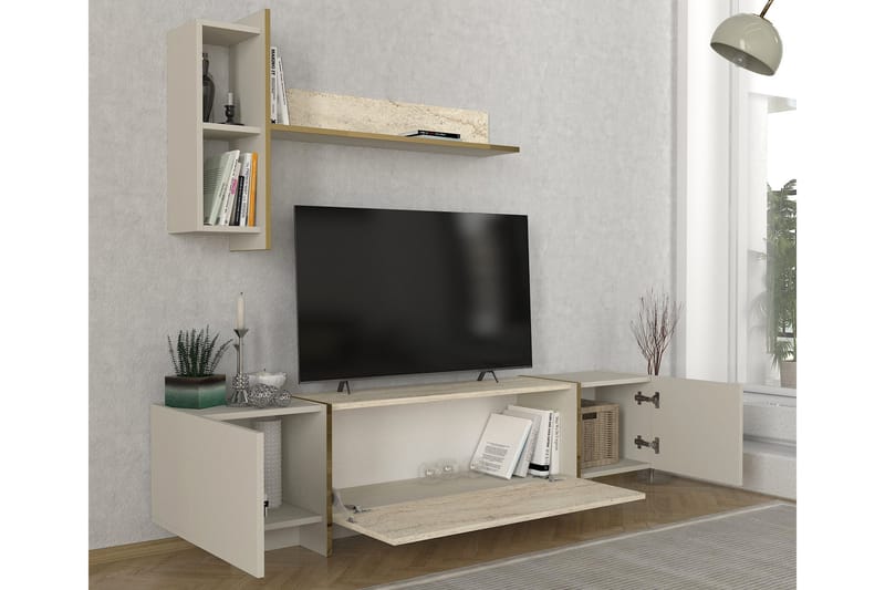 Tv-bänk Veyron 180 cm - Beige/Sandsten - Möbler - TV- & Mediamöbler - TV bänk & mediabänk