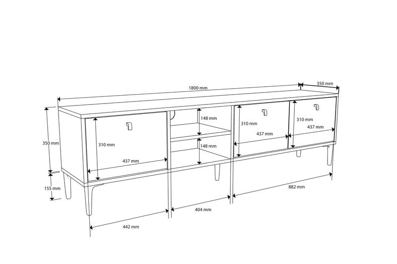 Tv-bänk Vision 180 cm - Ek - Möbler - TV- & Mediamöbler - TV bänk & mediabänk