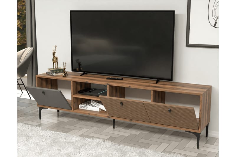 Tv-bänk Vision 180 cm - Valnöt/Antracit - Möbler - TV- & Mediamöbler - TV bänk & mediabänk