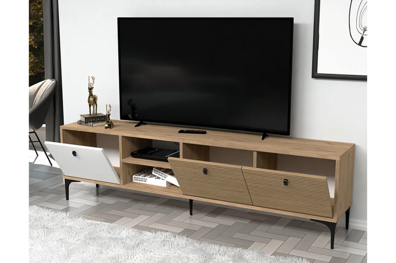 Tv-bänk Vision 180 cm - Vit/Ek - Möbler - TV- & Mediamöbler - TV bänk & mediabänk