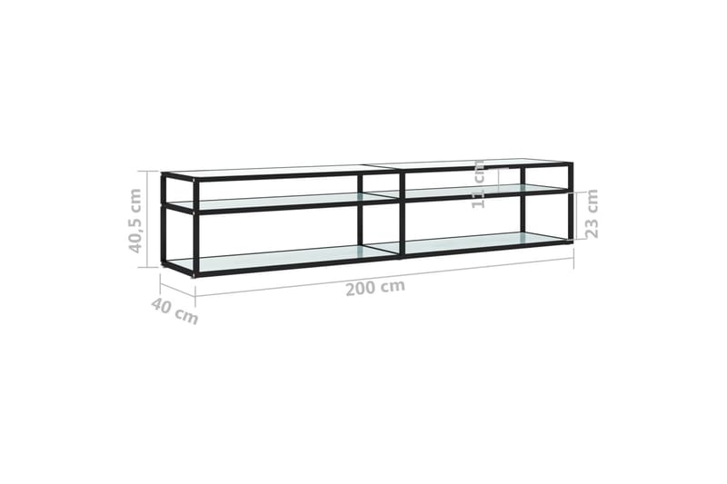 TV-bänk vit marmor 200x40x40,5 cm härdat glas - Vit - Möbler - TV- & Mediamöbler - TV bänk & mediabänk