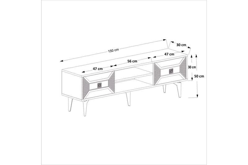 Tv-bänk Yumedi 150 cm - Antracit/Guld - Möbler - TV- & Mediamöbler - TV bänk & mediabänk