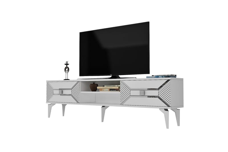 Tv-bänk Yumedi 150 cm - Vit/Silver - Möbler - TV- & Mediamöbler - TV bänk & mediabänk