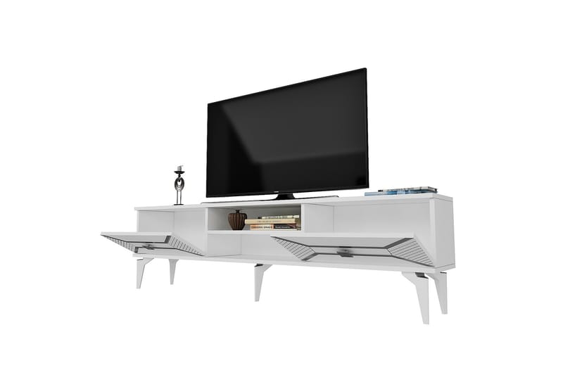 Tv-bänk Yumedi 150 cm - Vit/Silver - Möbler - TV- & Mediamöbler - TV bänk & mediabänk