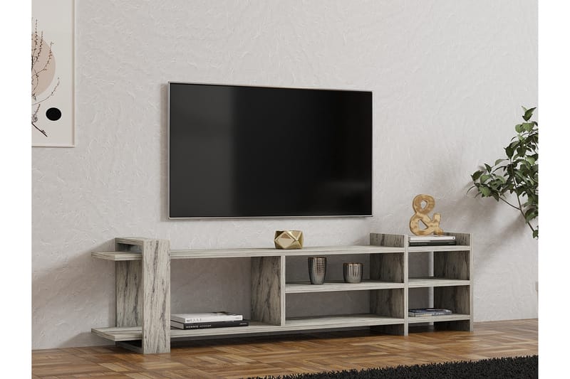 Tv-bänk Zeyna 156 cm - Vit marmor - Möbler - TV- & Mediamöbler - TV bänk & mediabänk