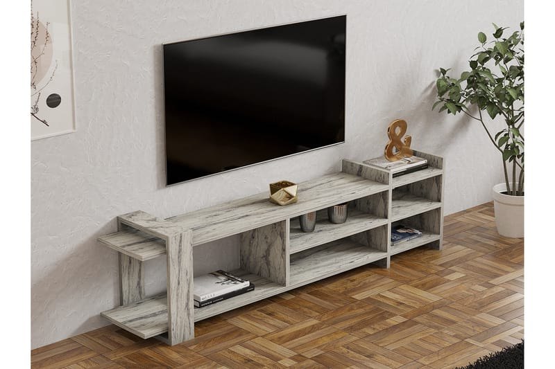 Tv-bänk Zeyna 156 cm - Vit marmor - Möbler - TV- & Mediamöbler - TV bänk & mediabänk