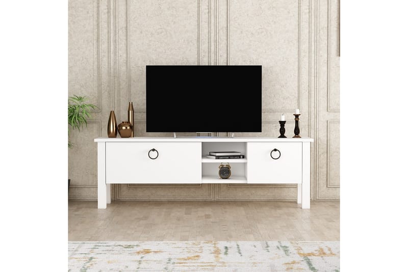 Tv-bänk Perrenmies 140x35 cm Vit - Hanah Home - Möbler - TV- & Mediamöbler - TV bänk & mediabänk