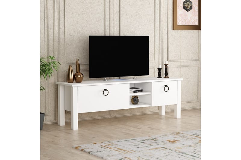 Tv-bänk Perrenmies 140x35 cm Vit - Hanah Home - Möbler - TV- & Mediamöbler - TV bänk & mediabänk