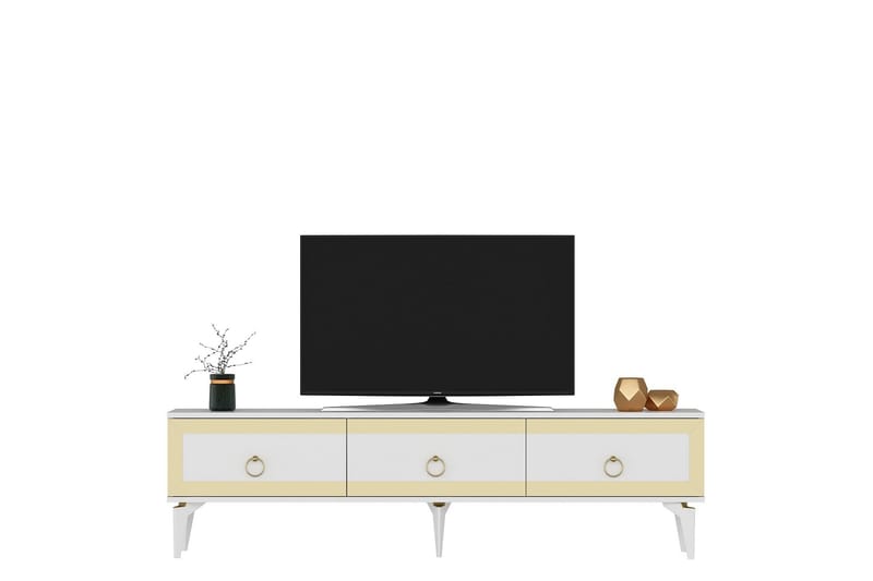 Tv-bänk Ponny 180 cm - Vit/Guld - Möbler - TV- & Mediamöbler - TV bänk & mediabänk