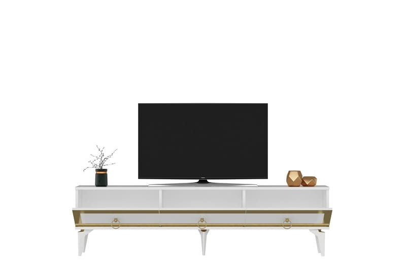 Tv-bänk Ponny 180 cm - Vit/Guld - Möbler - TV- & Mediamöbler - TV bänk & mediabänk