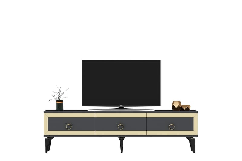 Tv-bänk Ponny 180 cm - Antracit/Guld - Möbler - TV- & Mediamöbler - TV bänk & mediabänk