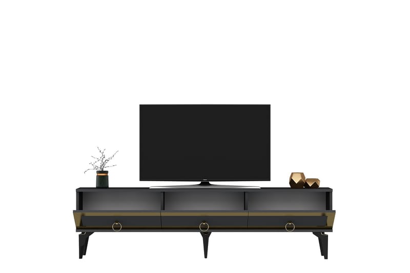 Tv-bänk Ponny 180 cm - Antracit/Guld - Möbler - TV- & Mediamöbler - TV bänk & mediabänk