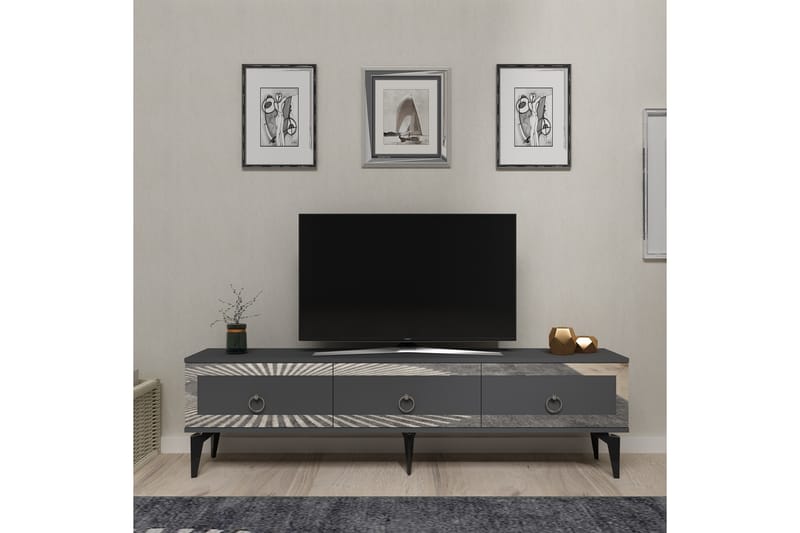 Tv-bänk Ponny 180 cm - Antracit/Silver - Möbler - TV- & Mediamöbler - TV bänk & mediabänk