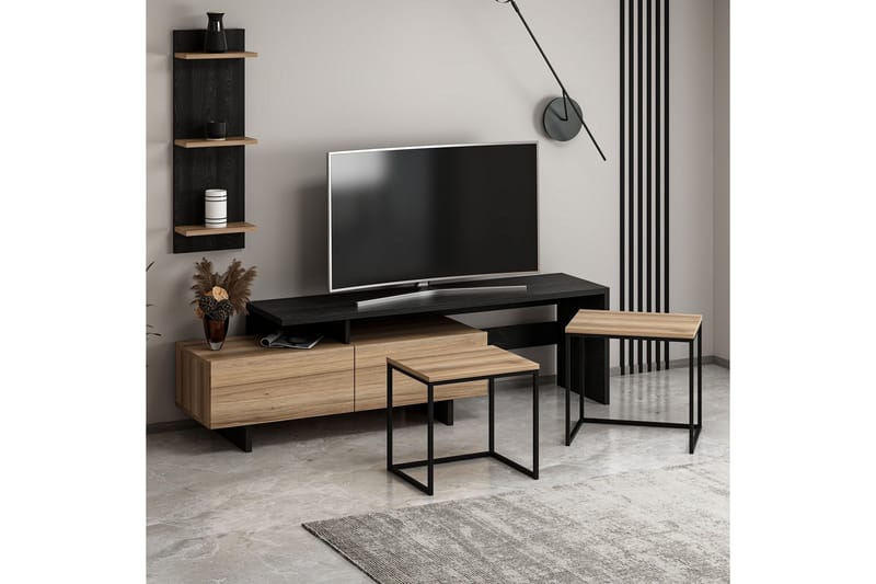 Tv-bänk Paliki 180 cm - Svart - Möbler - TV- & Mediamöbler - TV bänk & mediabänk