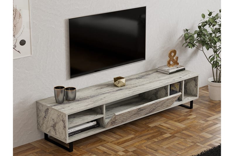 Tv-bänk Paqus 160 cm - Vit marmor - Möbler - TV- & Mediamöbler - TV bänk & mediabänk