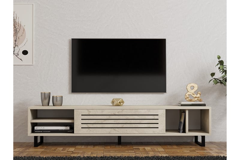 Tv-bänk Paqus 160 cm - Beige - Möbler - TV- & Mediamöbler - TV bänk & mediabänk