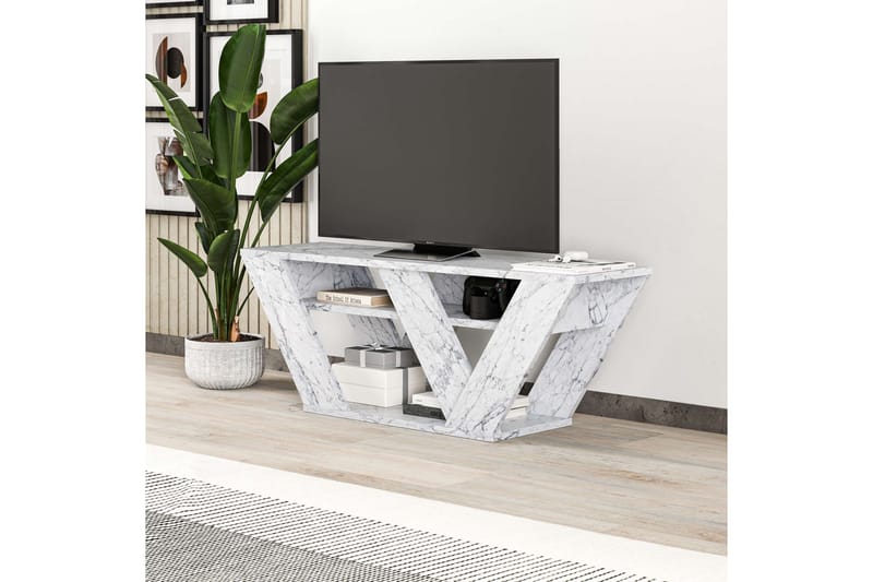 Tv-bänk Pipralla 110 cm - Vit marmor - Möbler - TV- & Mediamöbler - TV bänk & mediabänk