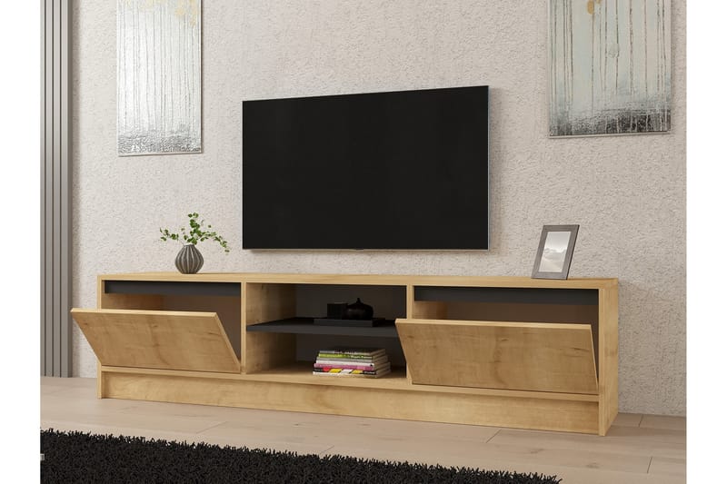 Tv-bänk Pelen 180 cm - Brun/Ek/Antracit - Möbler - TV- & Mediamöbler - TV bänk & mediabänk