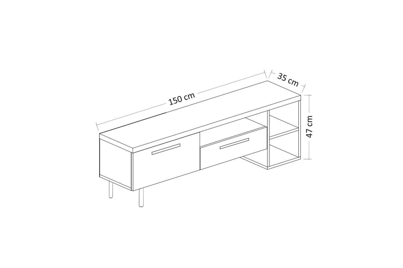 Tv-bänk Pariona 150 cm - Vit/Guld - Möbler - TV- & Mediamöbler - TV bänk & mediabänk