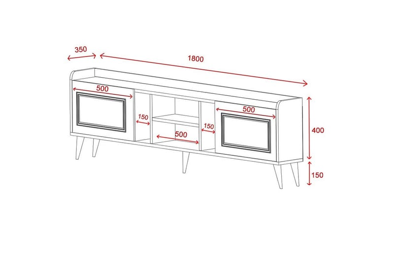 Tv-möbelset Alyasmin 180x27 cm Brun - Hanah Home - Möbler - TV- & Mediamöbler - TV-möbelset