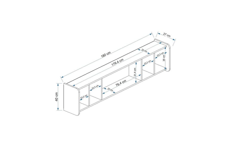 Tv-möbelset Alyasmin 180x27 cm Brun - Hanah Home - Möbler - TV- & Mediamöbler - TV-möbelset