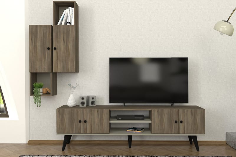 Tv-möbelset Dalia 180x36,8 cm Brun - Hanah Home - Möbler - TV- & Mediamöbler - TV-möbelset