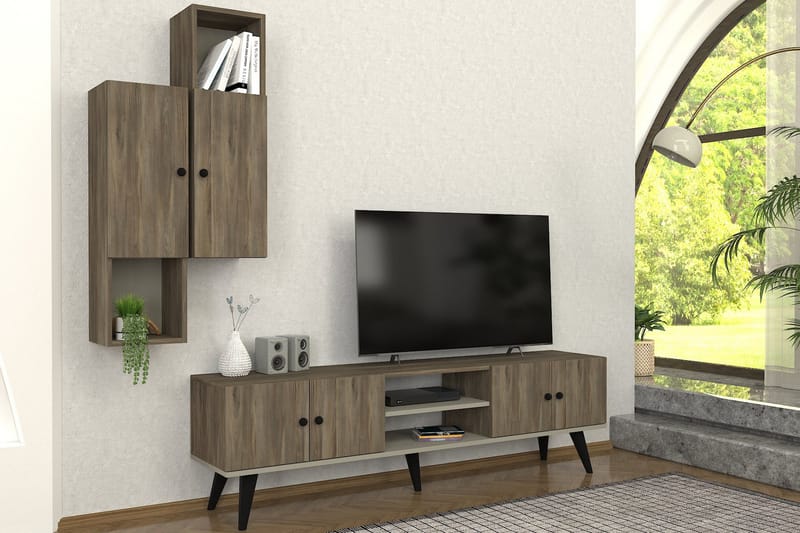 Tv-möbelset Dalia 180x36,8 cm Brun - Hanah Home - Möbler - TV- & Mediamöbler - TV-möbelset