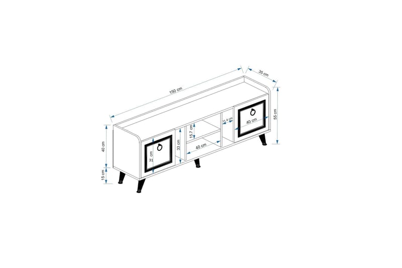 Tv-möbelset Irubhi 150x35 cm Vit/Guld - Hanah Home - Möbler - TV- & Mediamöbler - TV-möbelset