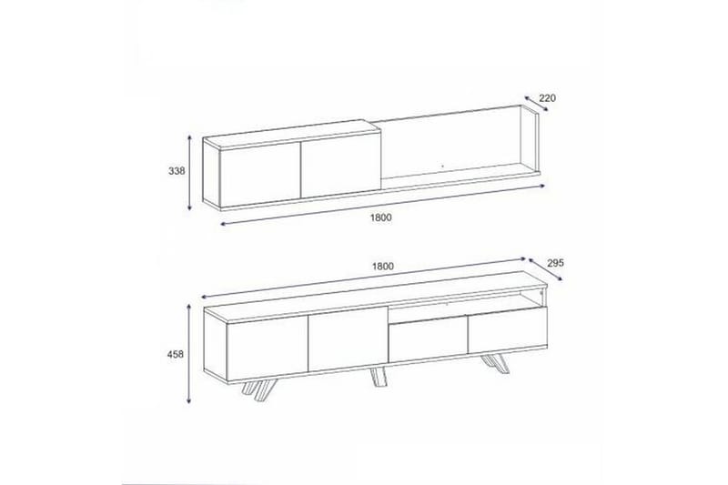 Tv-möbelset Mono 180x22 cm Brun/Svart - Hanah Home - Möbler - TV- & Mediamöbler - TV-möbelset