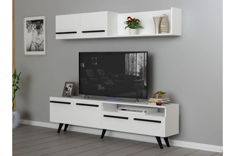 Tv-möbelset Mono 180x22 cm Vit - Hanah Home - Möbler - TV- & Mediamöbler - TV-möbelset