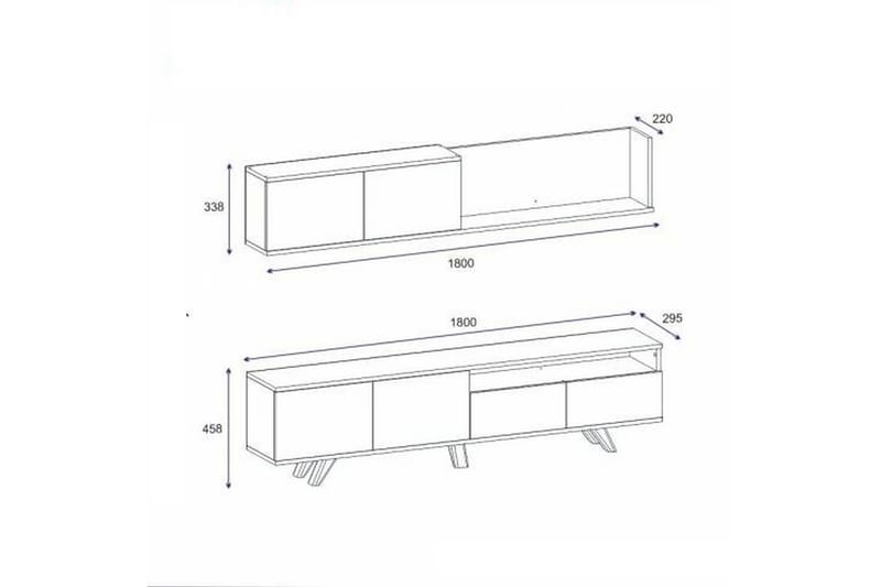 Tv-möbelset Mono 180x22 cm Vit - Hanah Home - Möbler - TV- & Mediamöbler - TV-möbelset