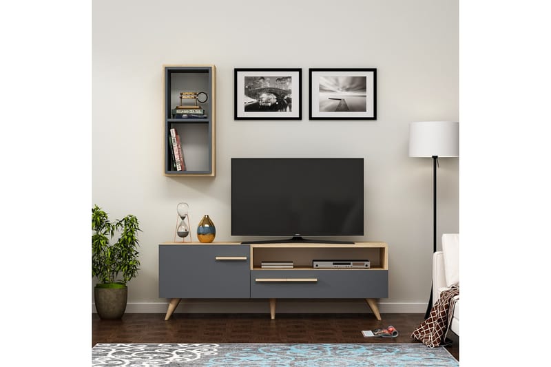 Tv-möbelset Zera 150x35 cm Brun/Svart - Hanah Home - Möbler - TV- & Mediamöbler - TV-möbelset