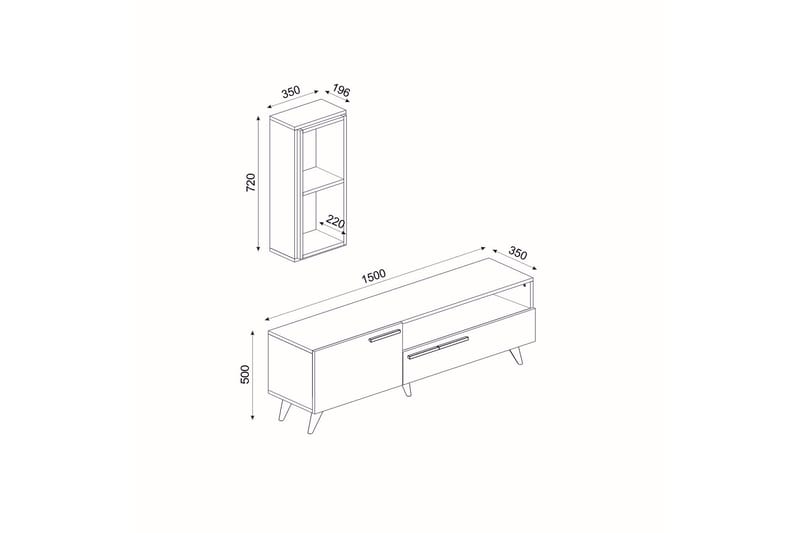 Tv-möbelset Zera 150x35 cm Brun/Vit - Hanah Home - Möbler - TV- & Mediamöbler - TV-möbelset