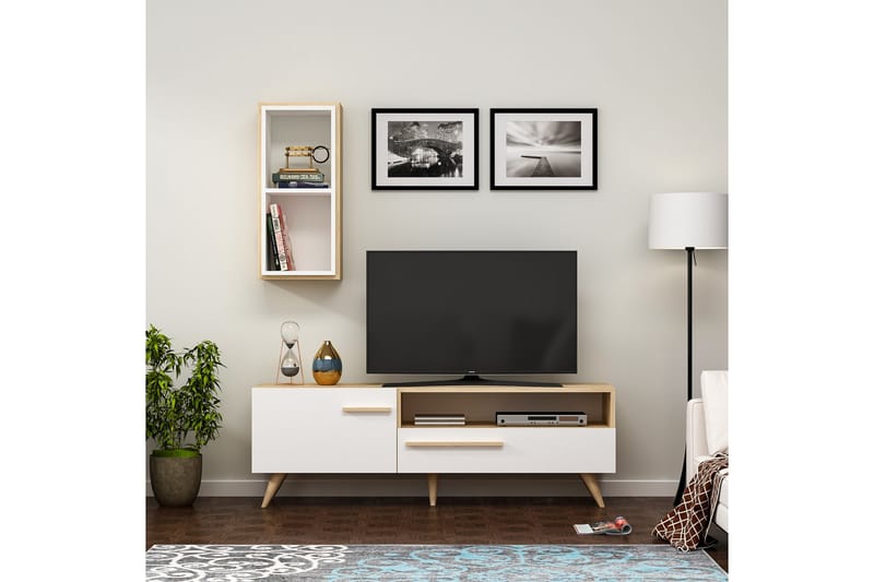 Tv-möbelset Zera 150x35 cm Brun/Vit - Hanah Home - Möbler - TV- & Mediamöbler - TV-möbelset