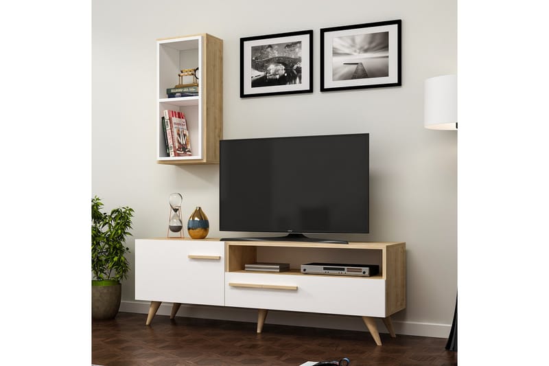 Tv-möbelset Zera 150x35 cm Brun/Vit - Hanah Home - Möbler - TV- & Mediamöbler - TV-möbelset