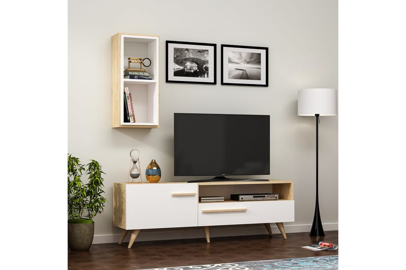 Tv-möbelset Zera 150x35 cm Brun/Vit - Hanah Home - Möbler - TV- & Mediamöbler - TV-möbelset