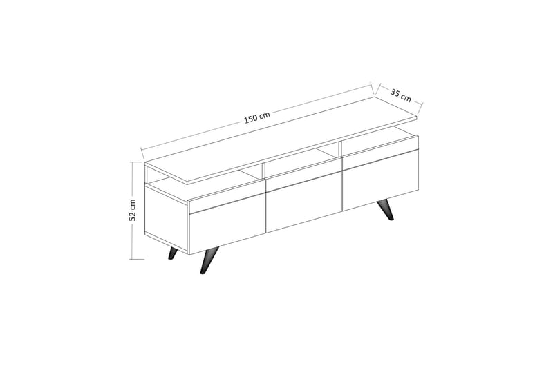 TV-möbelset 35x150 cm 3 Skåp - Vit - Möbler - TV- & Mediamöbler - TV-möbelset