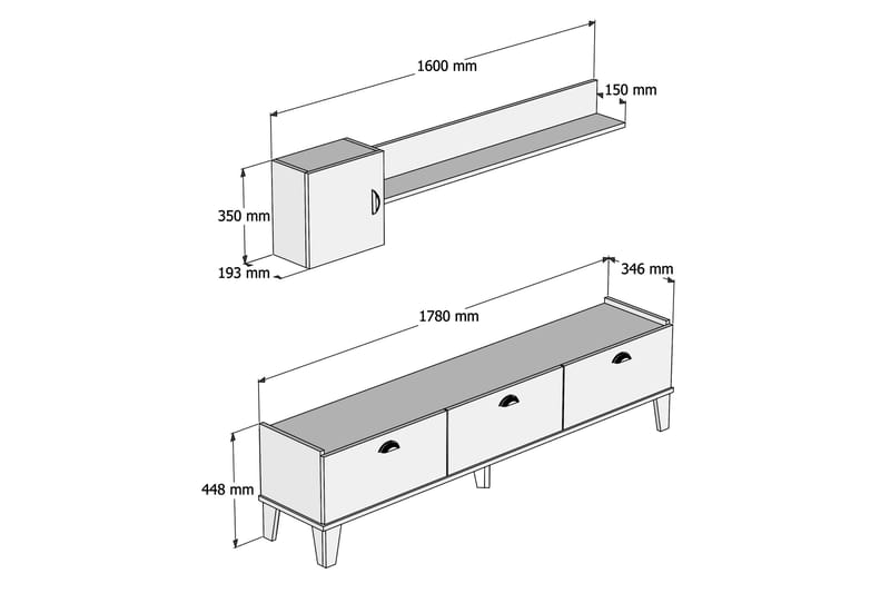 TV-möbelset 35x178 cm - Natur/Vit - Möbler - TV- & Mediamöbler - TV-möbelset