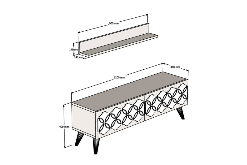 TV-Möbelset Amtorp 120 cm - Brun - Möbler - TV- & Mediamöbler - TV-möbelset