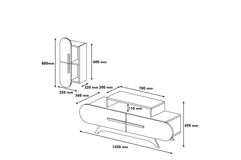 TV-Möbelset Amtorp 145 cm - Brun - Möbler - TV- & Mediamöbler - TV-möbelset