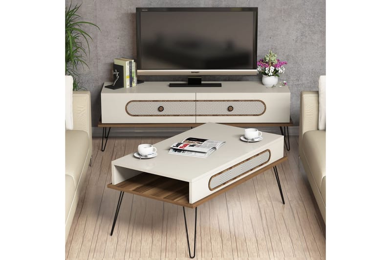 TV-Möbelset Amtorp 145 cm - Brun/Vit - Möbler - TV- & Mediamöbler - TV-möbelset