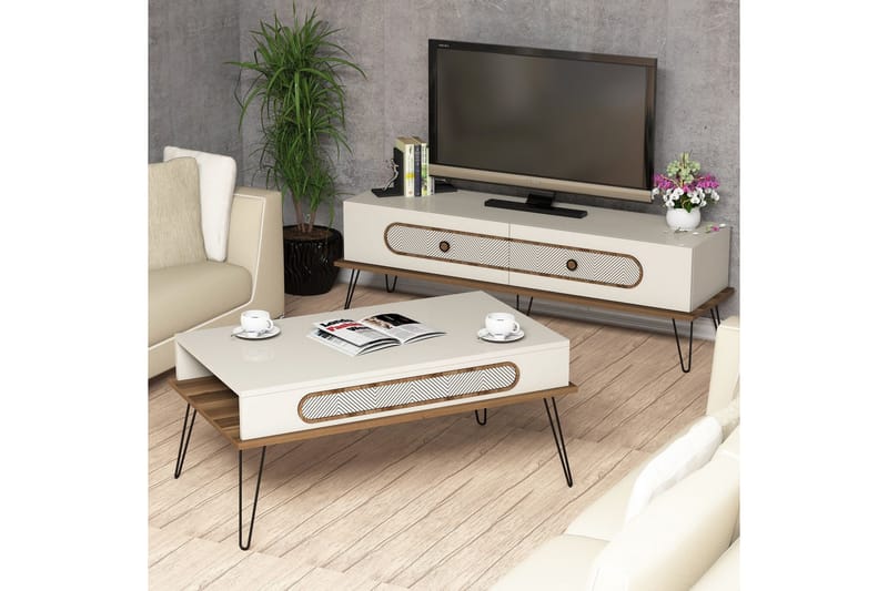 TV-Möbelset Amtorp 145 cm - Brun/Vit - Möbler - TV- & Mediamöbler - TV-möbelset