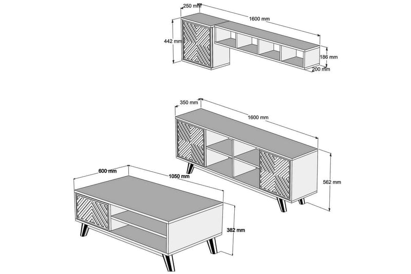 TV-Möbelset Amtorp 160 cm - Blå/Brun - Möbler - TV- & Mediamöbler - TV-möbelset