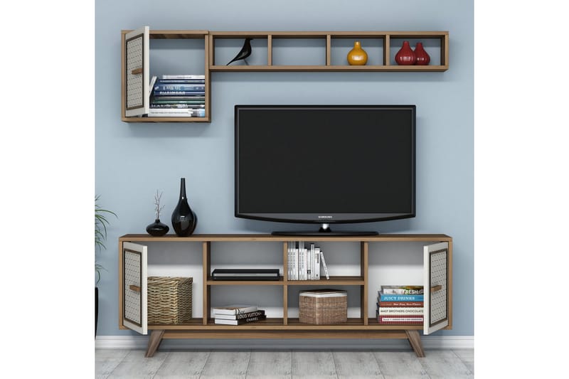 TV-Möbelset Amtorp 160 cm - Brun/Ek/Vit - Möbler - TV- & Mediamöbler - TV-möbelset